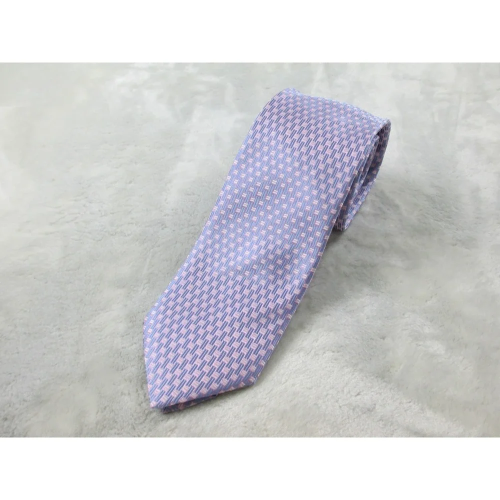 NEW ETON Neck Tie Mens Pink Geometric Silk Made In Italy Casual 10